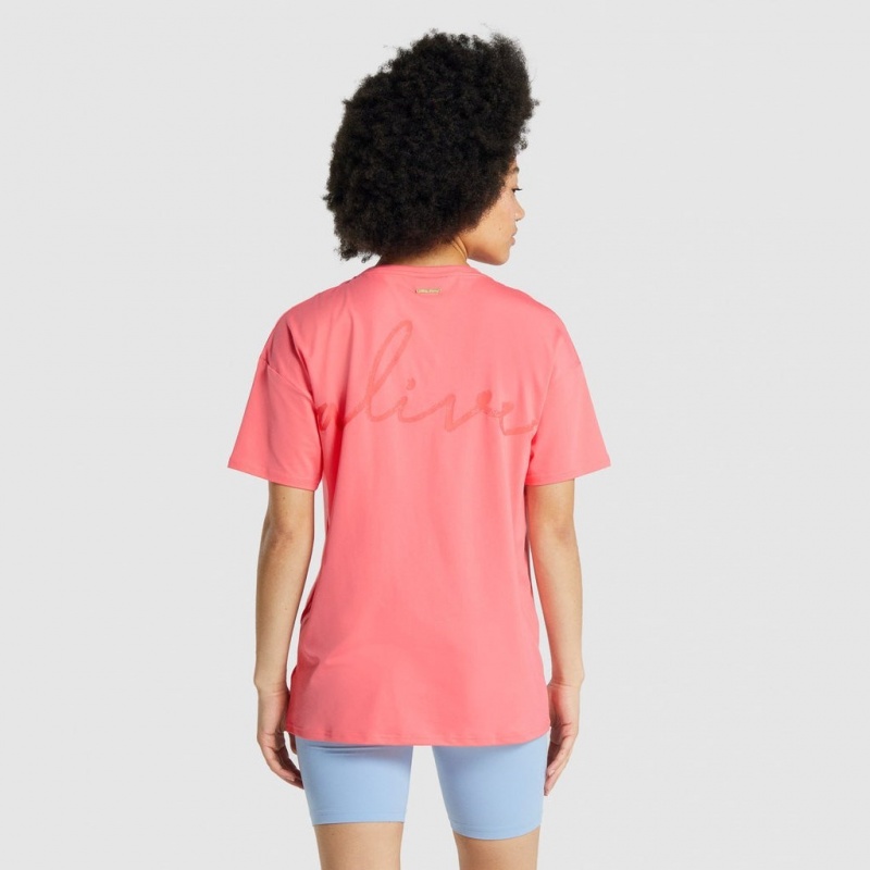 Camiseta Gymshark Whitney Oversized Rosas | 27XTRSICD