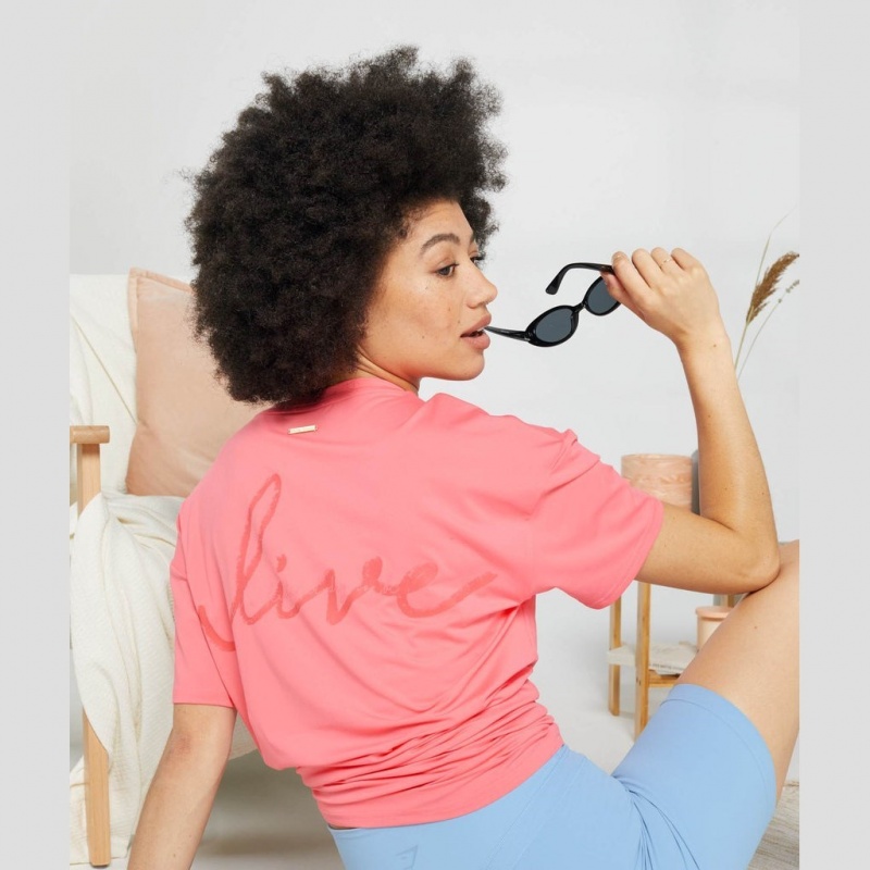 Camiseta Gymshark Whitney Oversized Rosas | 27XTRSICD
