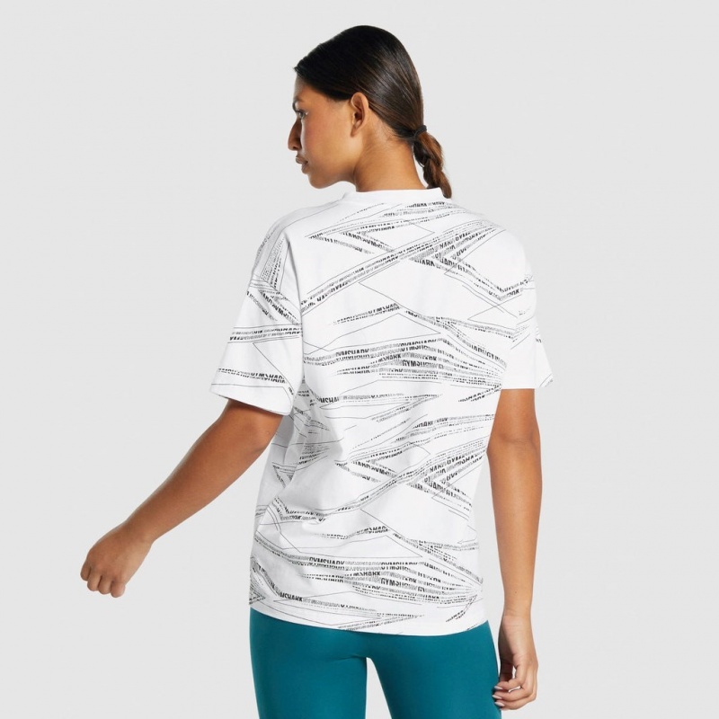 Camiseta Gymshark Zone Estampadas Tee Blancas Negras | 69DYJKQHI