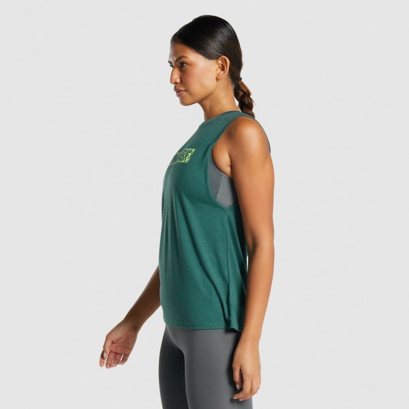 Camiseta Tirantes Gymshark Animal Estampadas Infill Verde | 70CWUHVFR