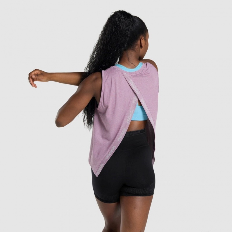 Camiseta Tirantes Gymshark Apex Seamless Open Back Moradas Claro | 97RLWSPZD