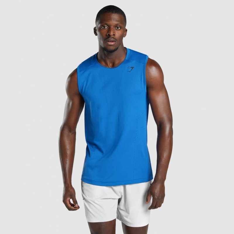 Camiseta Tirantes Gymshark Apex Seamless Azules | 46QLBFINX