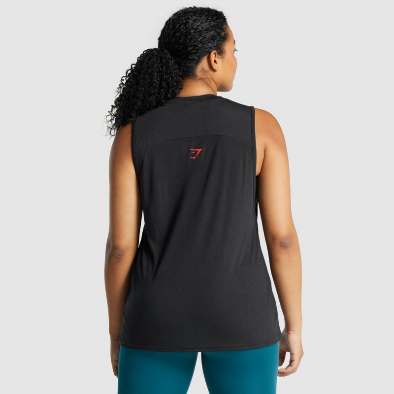 Camiseta Tirantes Gymshark Apollo Estampadas Negras | 18NHQFEPY