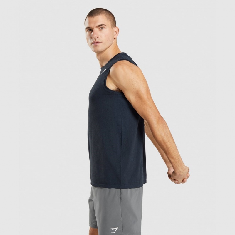 Camiseta Tirantes Gymshark Arrival Seamless Azul Marino | 02WKIJONX
