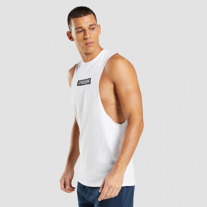 Camiseta Tirantes Gymshark Central Drop Arm Blancas | 42AFTLEQJ