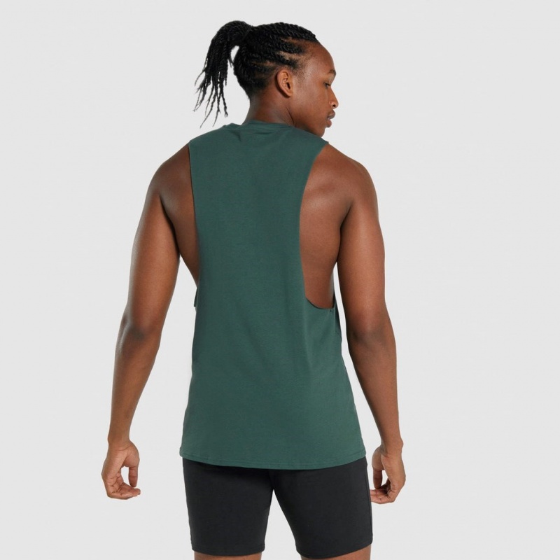 Camiseta Tirantes Gymshark Critical 2.0 Drop Arm Verde Oscuro | 34XBOGNAR