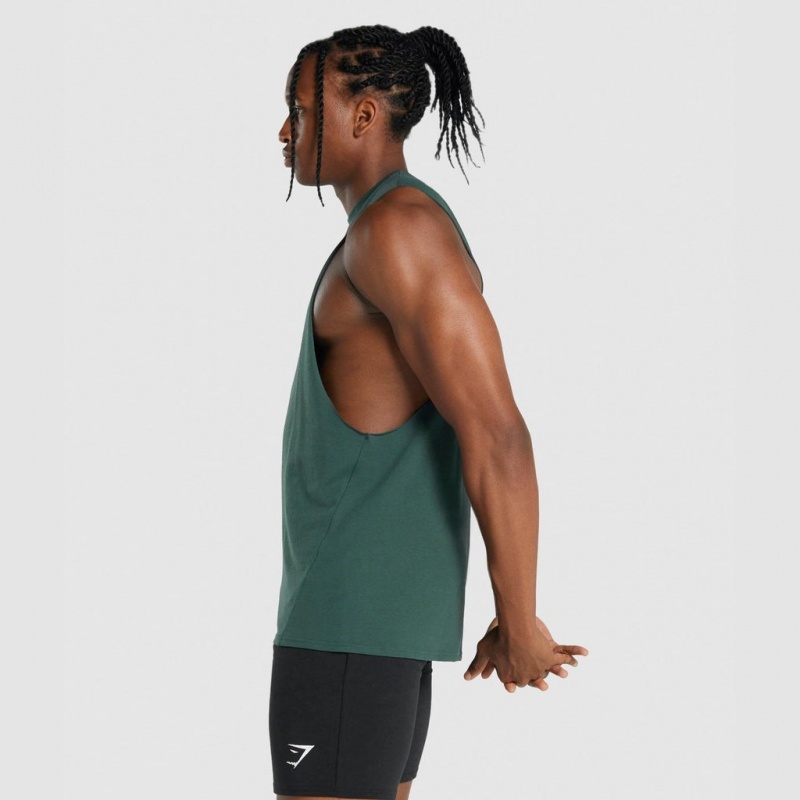 Camiseta Tirantes Gymshark Critical 2.0 Drop Arm Verde Oscuro | 34XBOGNAR