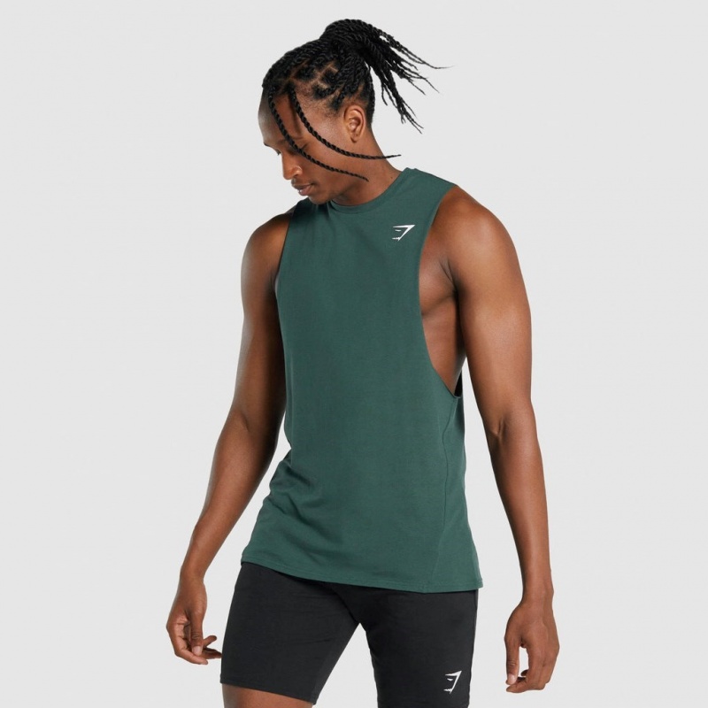 Camiseta Tirantes Gymshark Critical 2.0 Drop Arm Verde Oscuro | 34XBOGNAR