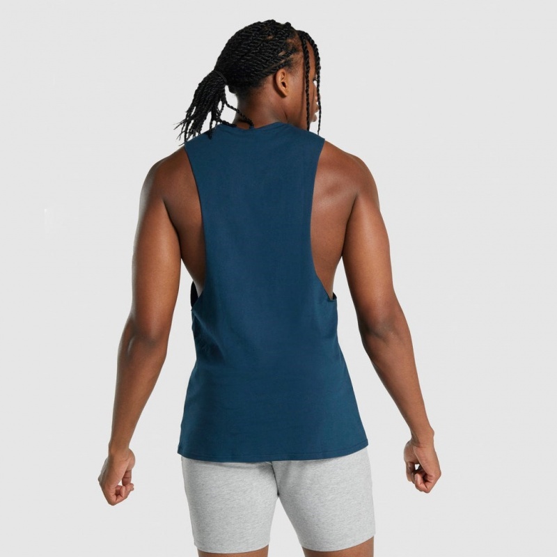 Camiseta Tirantes Gymshark Critical 2.0 Drop Arm Azul Marino | 24BLSAEIV