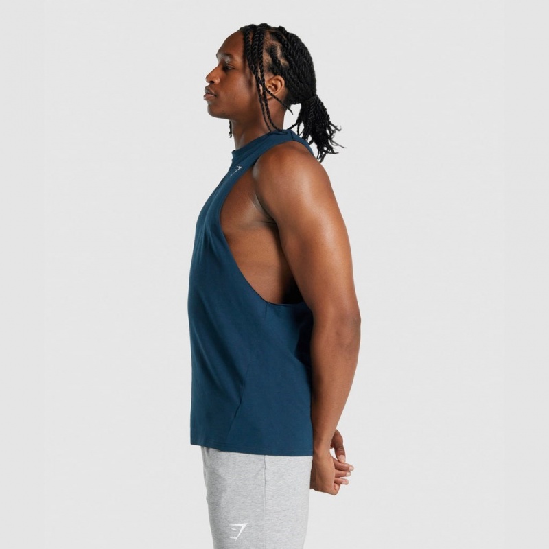Camiseta Tirantes Gymshark Critical 2.0 Drop Arm Azul Marino | 24BLSAEIV
