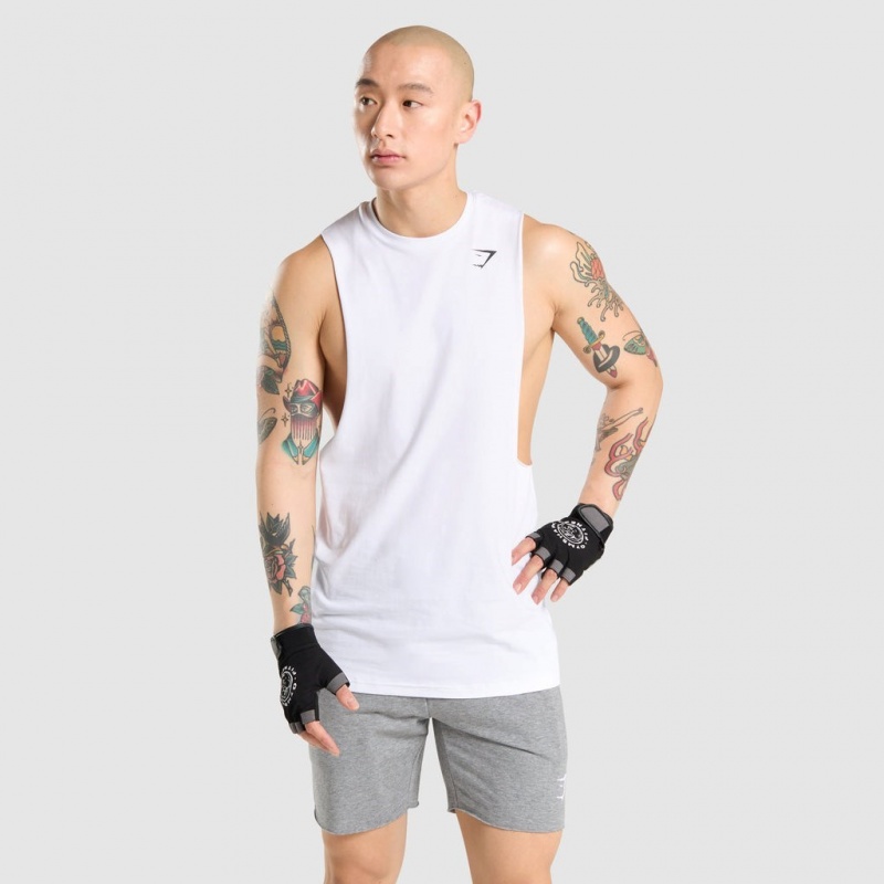 Camiseta Tirantes Gymshark Critical Drop Arm Blancas | 61SZRDVWL