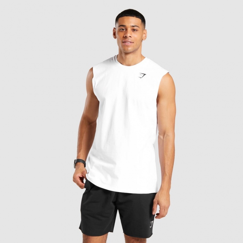 Camiseta Tirantes Gymshark Critical Sin Manga Tee Blancas | 70LIVAWHE