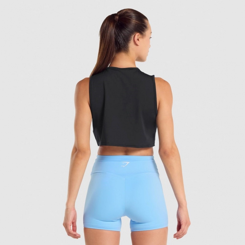 Camiseta Tirantes Gymshark Entrenamiento Crop Negras | 07SLRWGNP