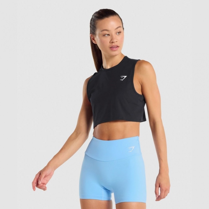 Camiseta Tirantes Gymshark Entrenamiento Crop Negras | 07SLRWGNP
