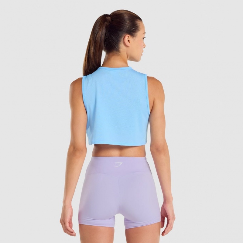 Camiseta Tirantes Gymshark Entrenamiento Crop Azules Claro | 03VHBTZYD