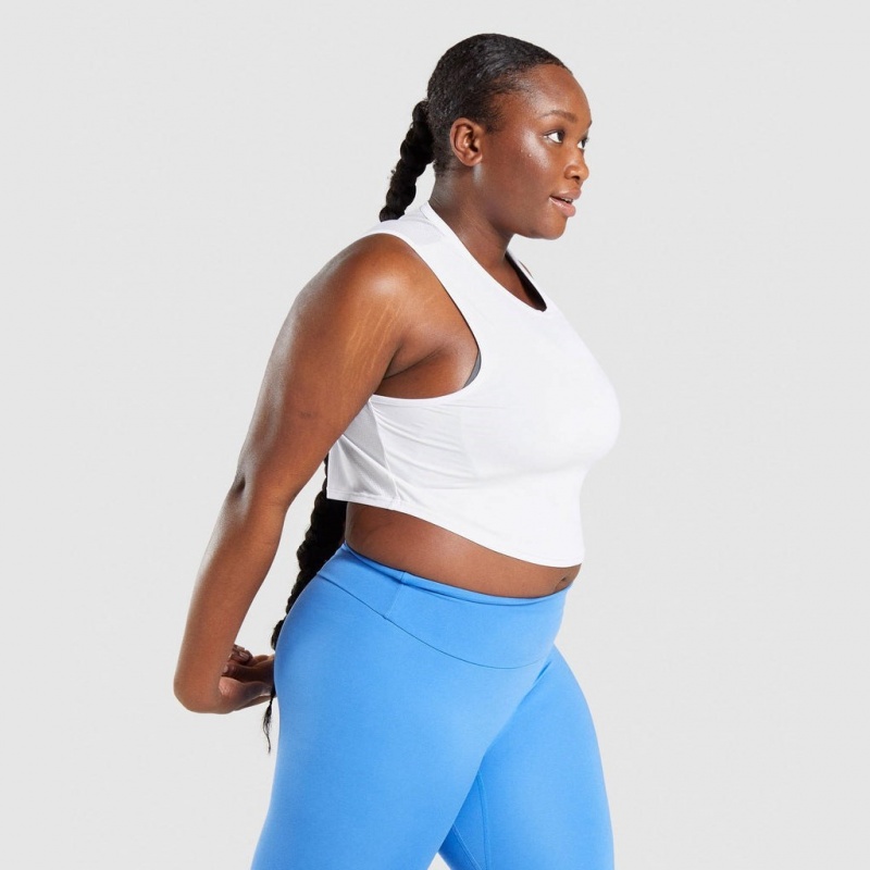 Camiseta Tirantes Gymshark Entrenamiento Crop Blancas | 48LZVISHN