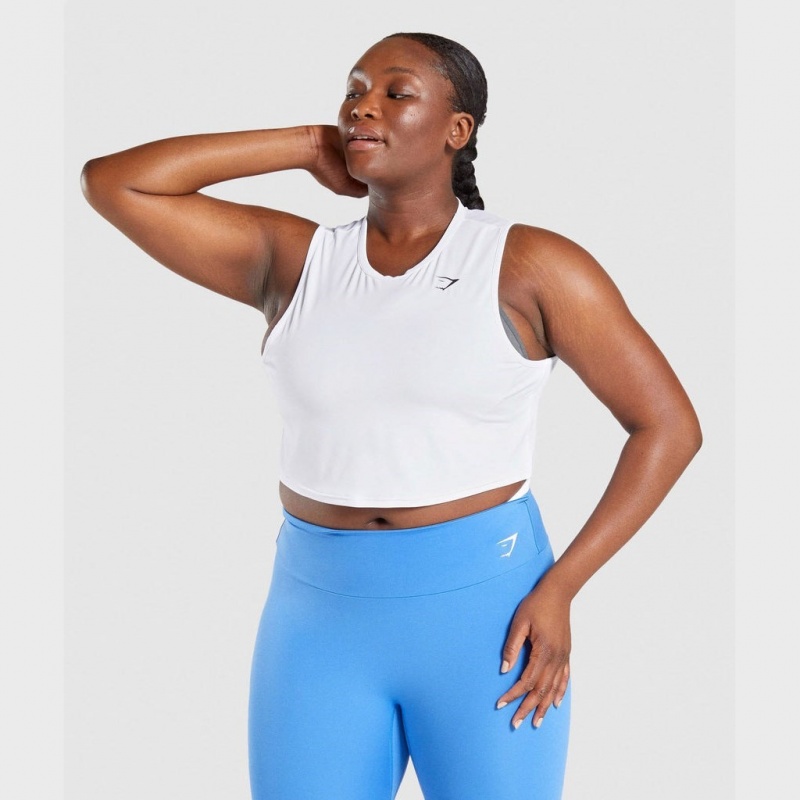 Camiseta Tirantes Gymshark Entrenamiento Crop Blancas | 48LZVISHN