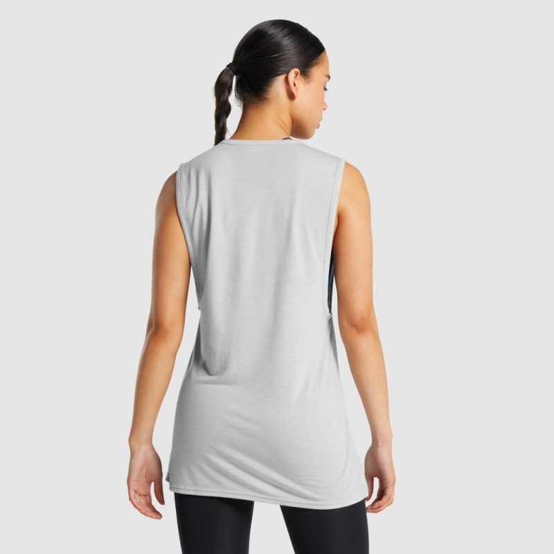 Camiseta Tirantes Gymshark Entrenamiento Drop Arm Gris Claro | 78TAPRFWC