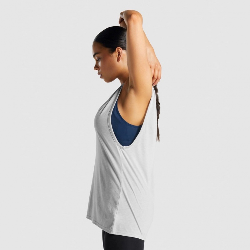 Camiseta Tirantes Gymshark Entrenamiento Drop Arm Gris Claro | 78TAPRFWC