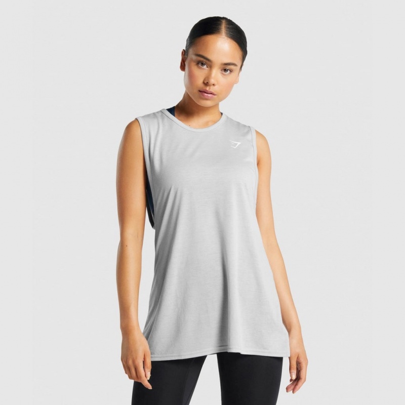 Camiseta Tirantes Gymshark Entrenamiento Drop Arm Gris Claro | 78TAPRFWC