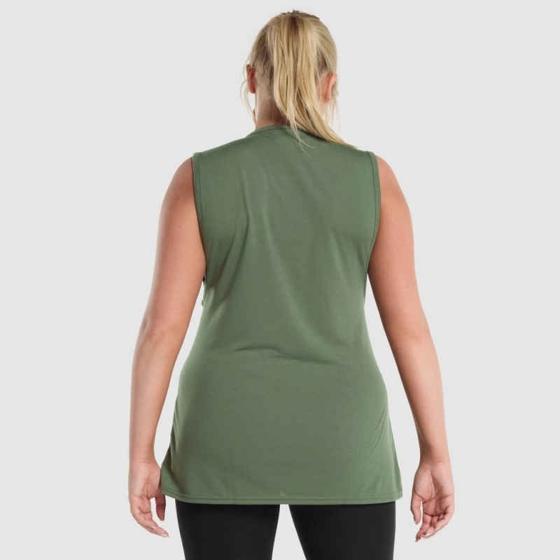 Camiseta Tirantes Gymshark Entrenamiento Drop Arm Verde | 63IYULHRO