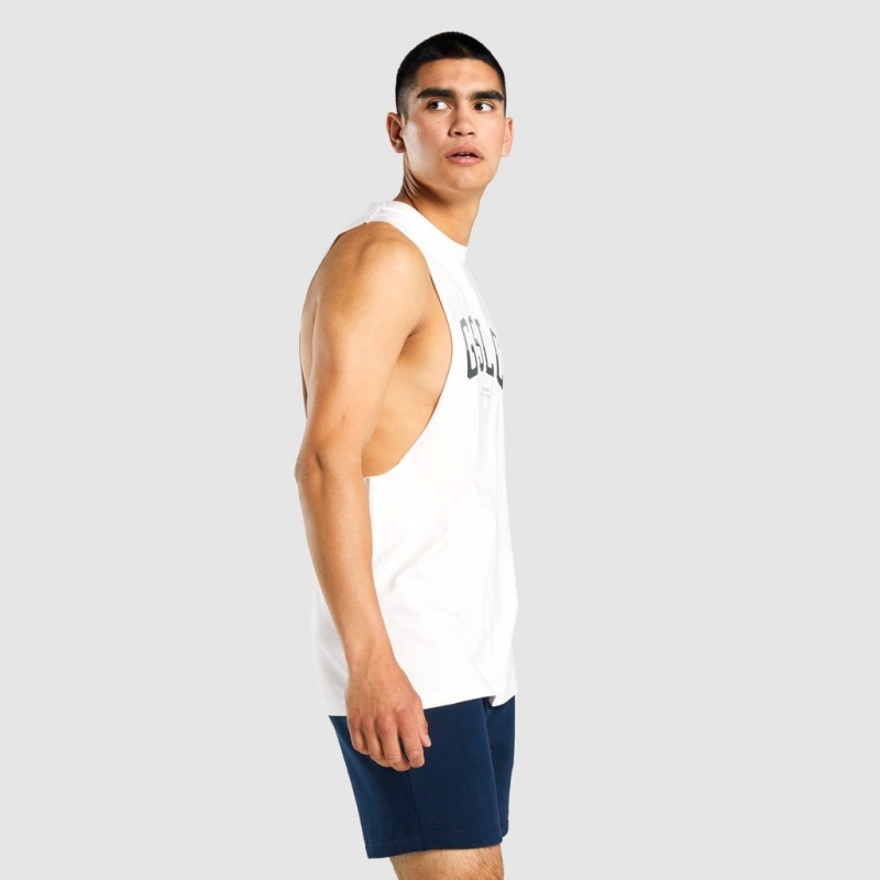Camiseta Tirantes Gymshark GSLC Collegiate Drop Arm Creme | 48ETGWSML