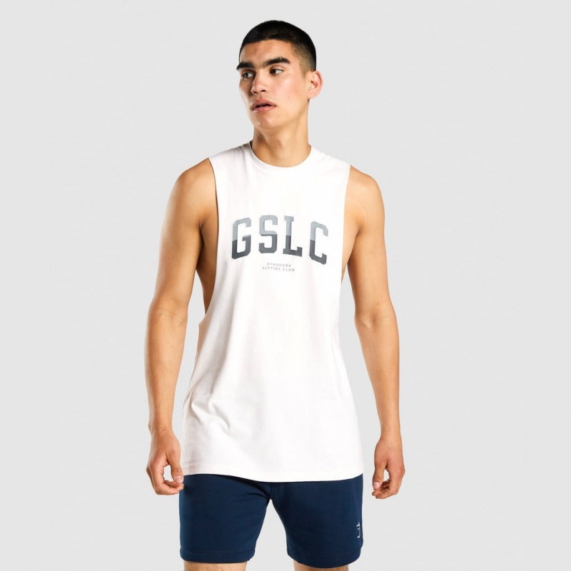 Camiseta Tirantes Gymshark GSLC Collegiate Drop Arm Creme | 48ETGWSML