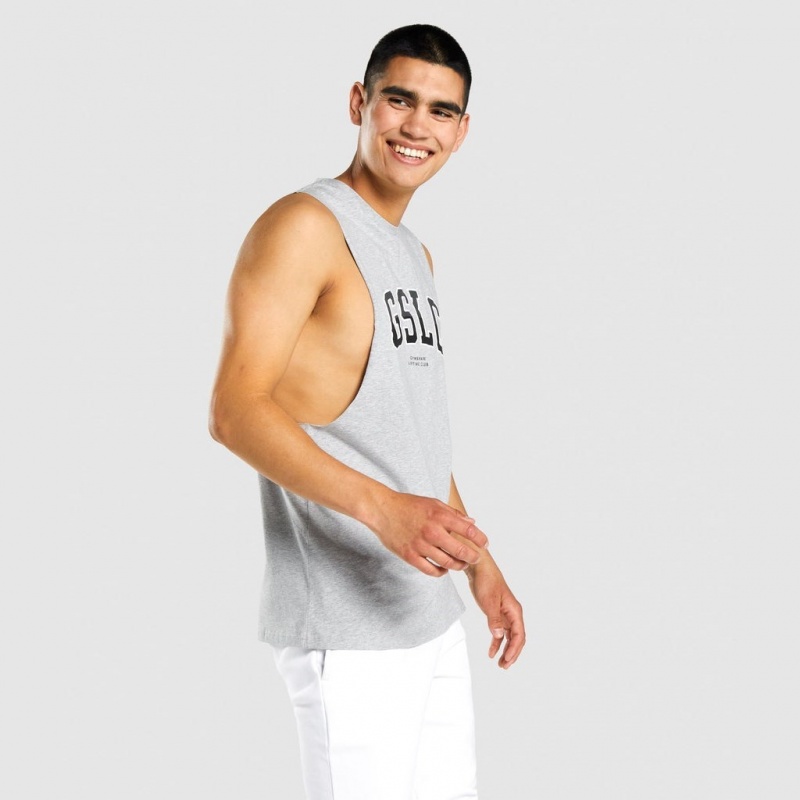 Camiseta Tirantes Gymshark GSLC Collegiate Drop Arm Gris Claro | 70DHYWEBU