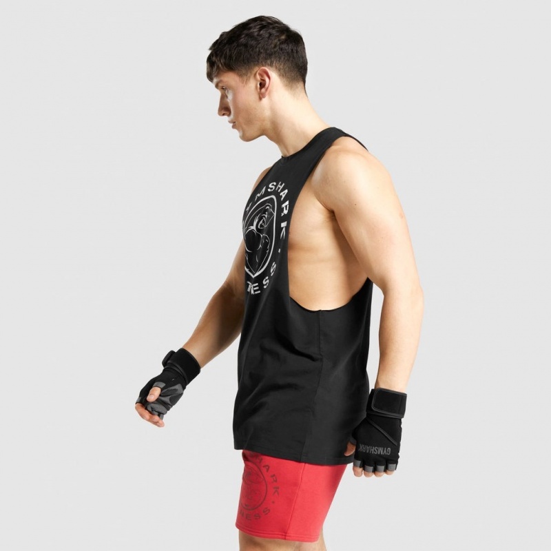 Camiseta Tirantes Gymshark Legacy Drop Arm Negras Blancas | 39YZGXVLC