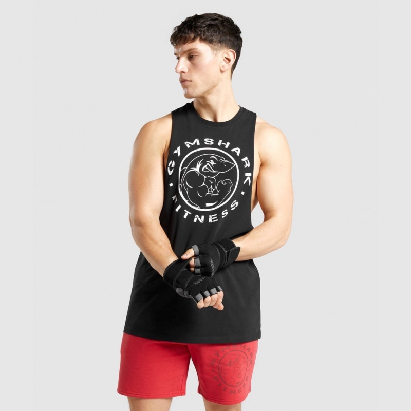 Camiseta Tirantes Gymshark Legacy Drop Arm Negras Blancas | 39YZGXVLC