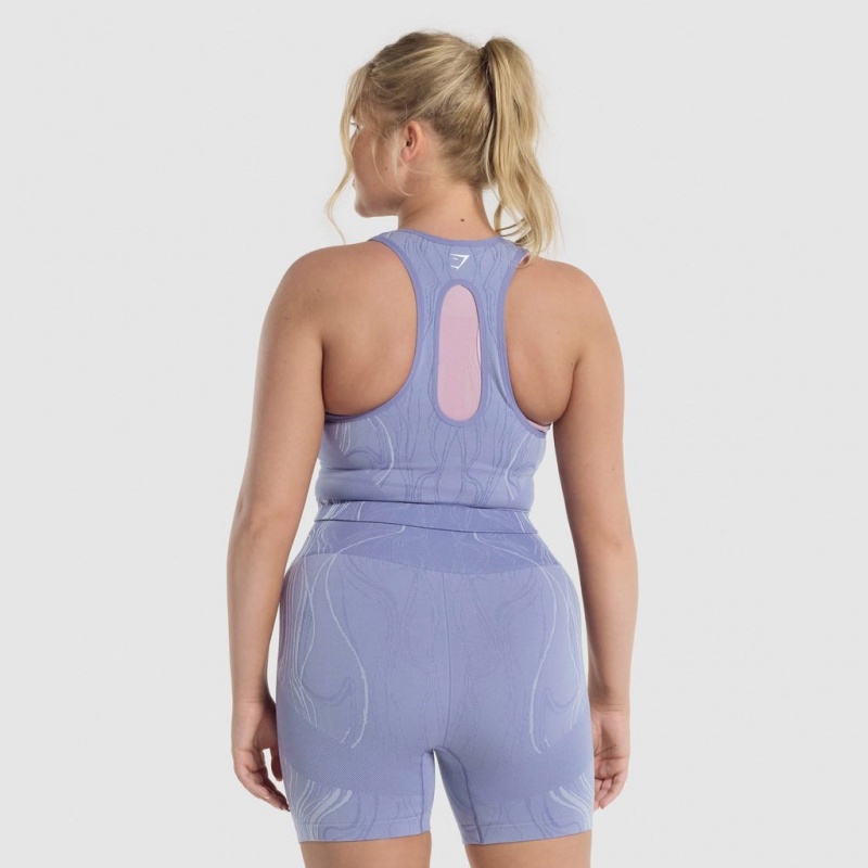Camiseta Tirantes Gymshark Mercury Seamless Crop Azules | 76SMUHIKL