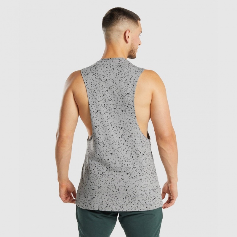 Camiseta Tirantes Gymshark Micro Print Drop Arm Gris | 68WCASKOR