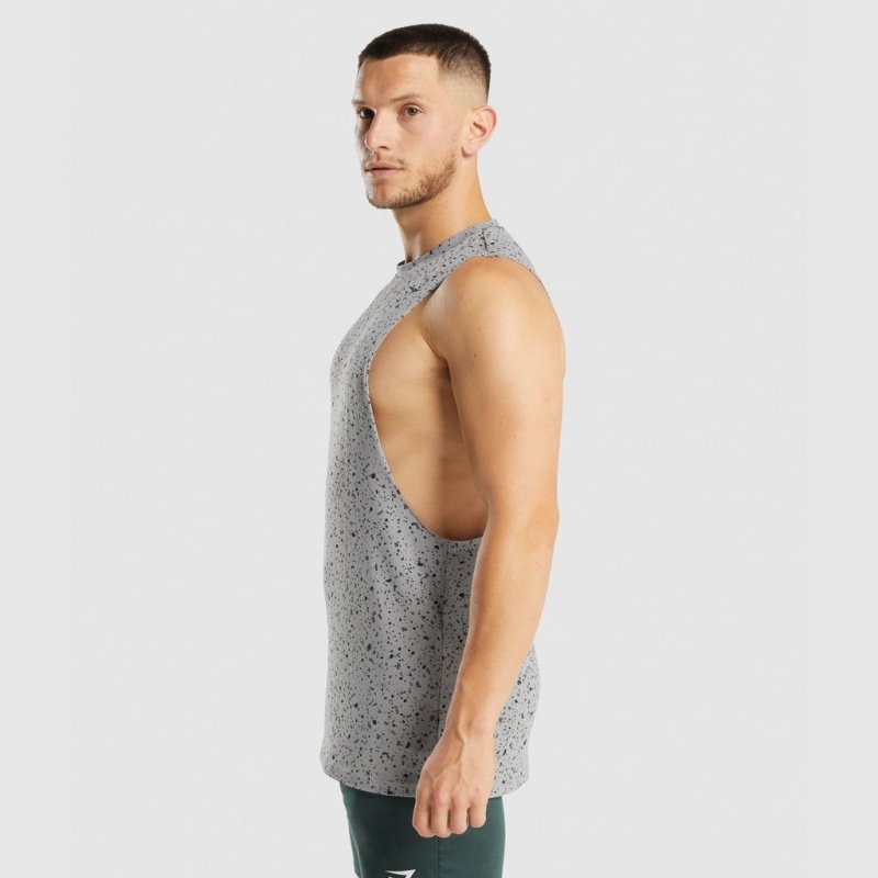 Camiseta Tirantes Gymshark Micro Print Drop Arm Gris | 68WCASKOR