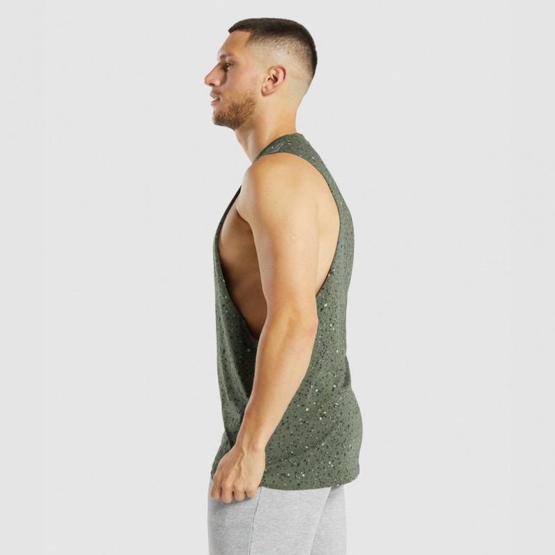 Camiseta Tirantes Gymshark Micro Print Drop Arm Verde | 27BPGWTIX