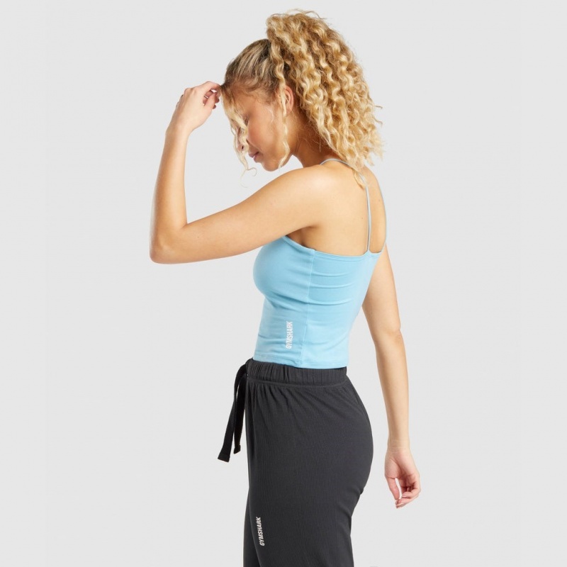 Camiseta Tirantes Gymshark Pause Cami Azules Claro | 57LHVPTOJ