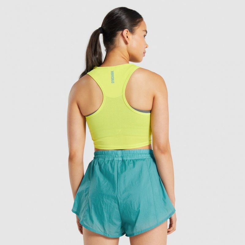 Camiseta Tirantes Gymshark Pulse Crop Amarillo | 52EUAMLSD