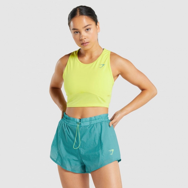 Camiseta Tirantes Gymshark Pulse Crop Amarillo | 52EUAMLSD