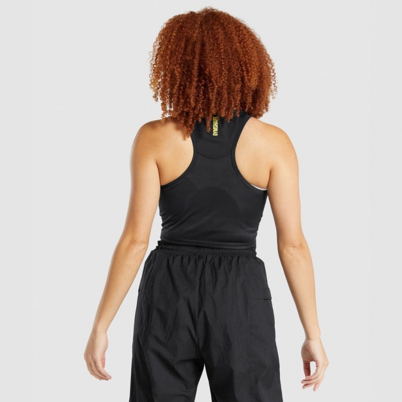 Camiseta Tirantes Gymshark Pulse Crop Negras | 63EAXVFJB