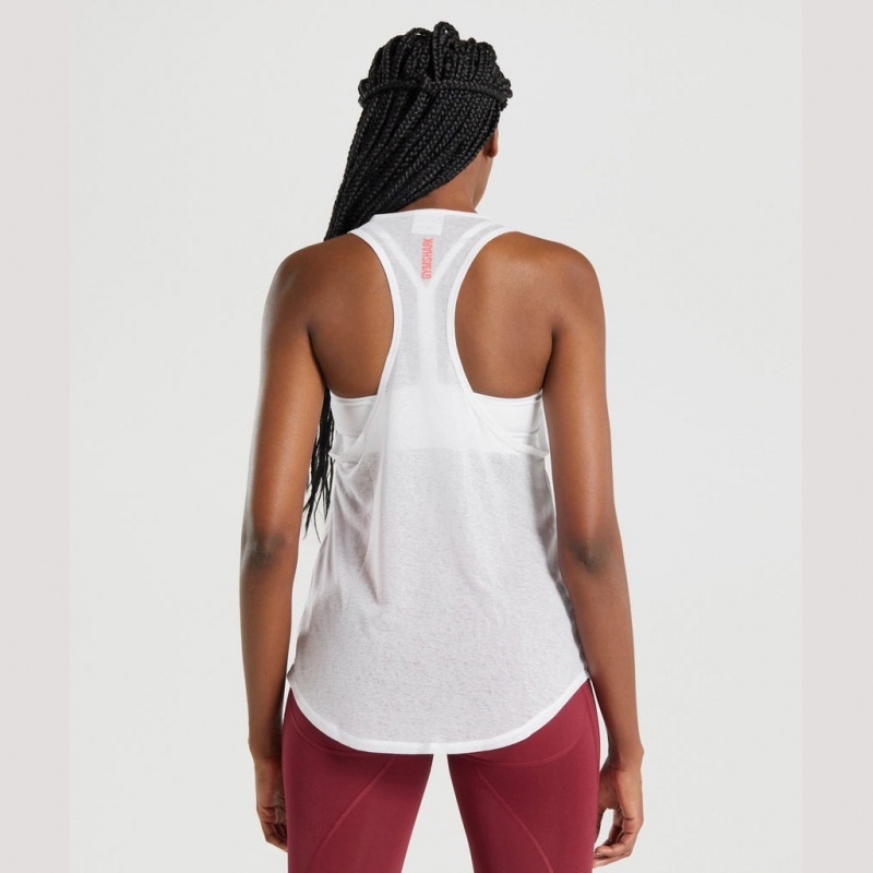 Camiseta Tirantes Gymshark Pulse Ligeros Blancas | 06WMOZJQR