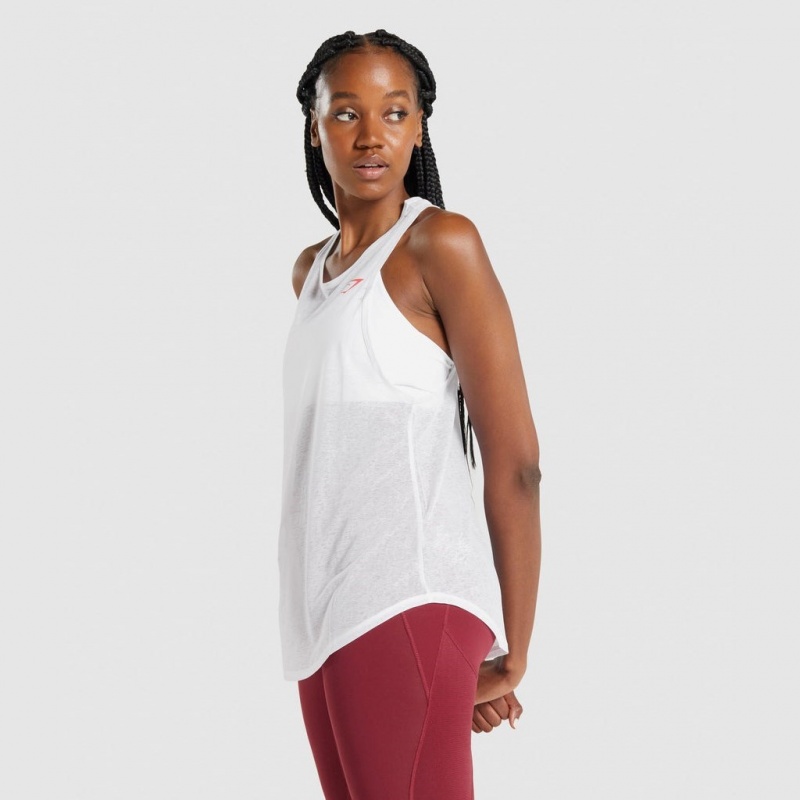 Camiseta Tirantes Gymshark Pulse Ligeros Blancas | 06WMOZJQR