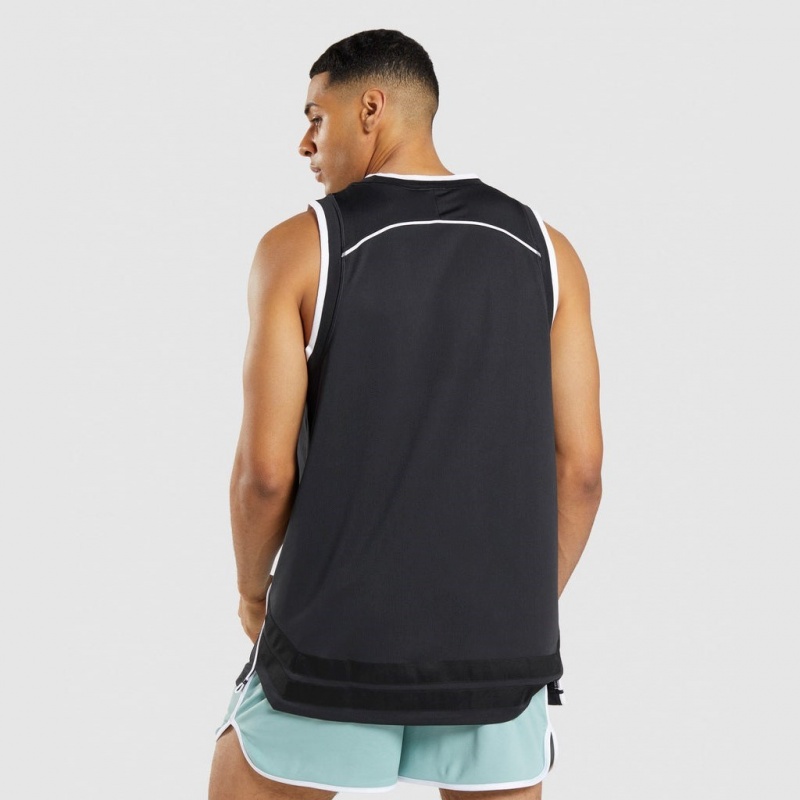 Camiseta Tirantes Gymshark Recess Basketball Negras Blancas | 40ZVLHYAW