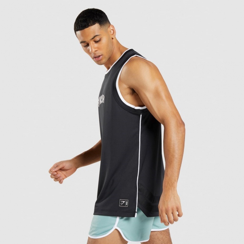 Camiseta Tirantes Gymshark Recess Basketball Negras Blancas | 40ZVLHYAW
