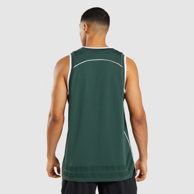 Camiseta Tirantes Gymshark Recess Basketball Obsidian Verde Blancas | 32RUBSCYA