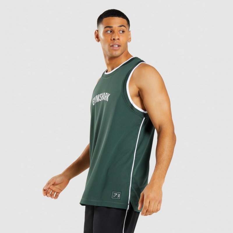 Camiseta Tirantes Gymshark Recess Basketball Obsidian Verde Blancas | 32RUBSCYA
