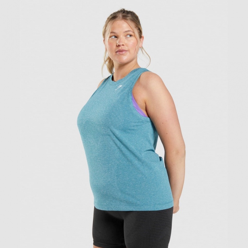 Camiseta Tirantes Gymshark Vital Seamless 2.0 Light Tahoe Teal Marl | 96UQTBKFW