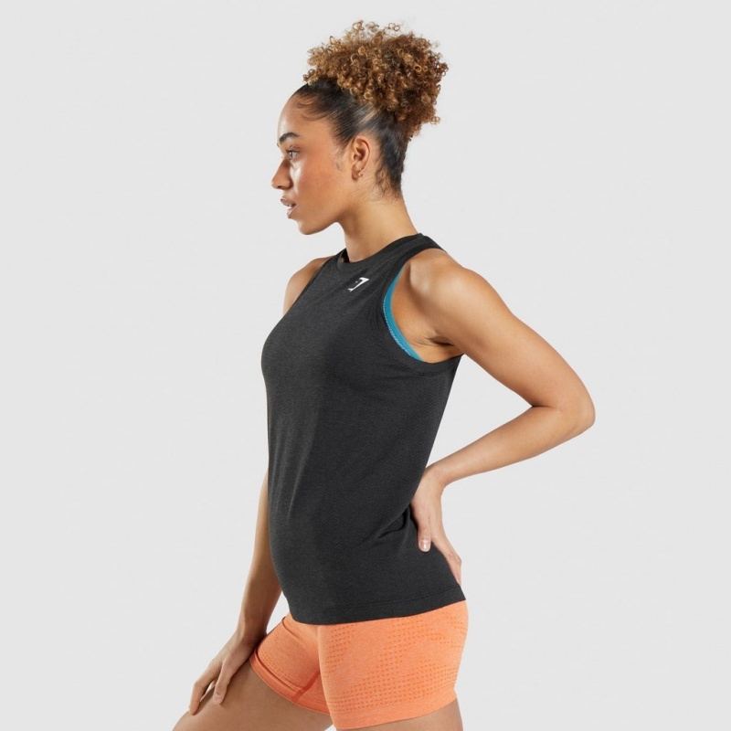 Camiseta Tirantes Gymshark Vital Seamless 2.0 Light Negras | 03TRZHQVA