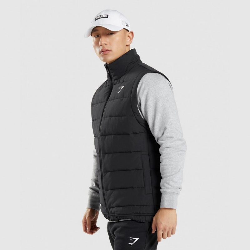 Chaleco Gymshark Crest Puffer Vest Negras | 18KYTSJIZ