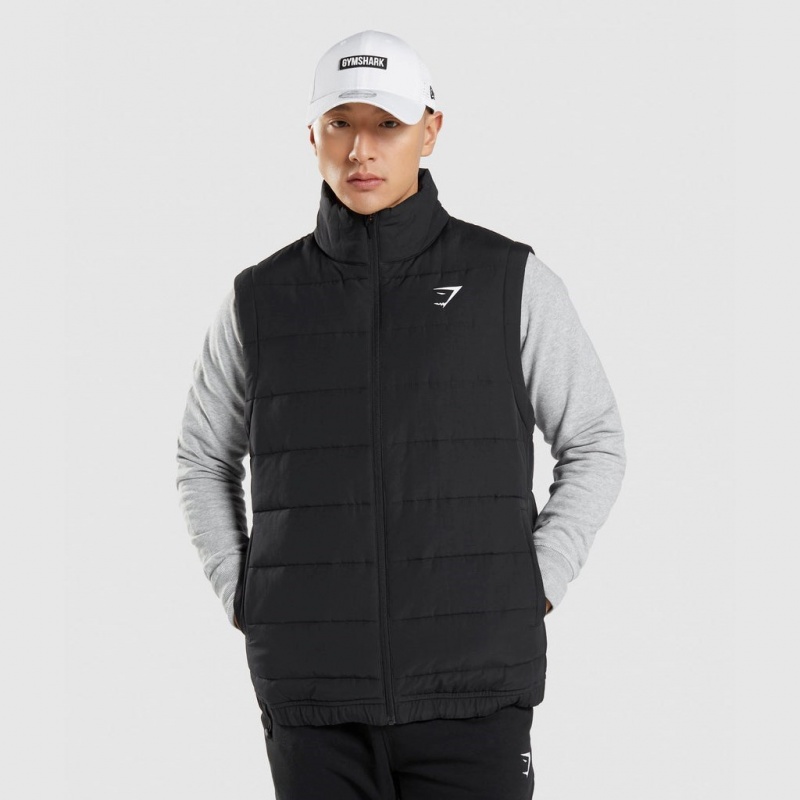 Chaleco Gymshark Crest Puffer Vest Negras | 18KYTSJIZ
