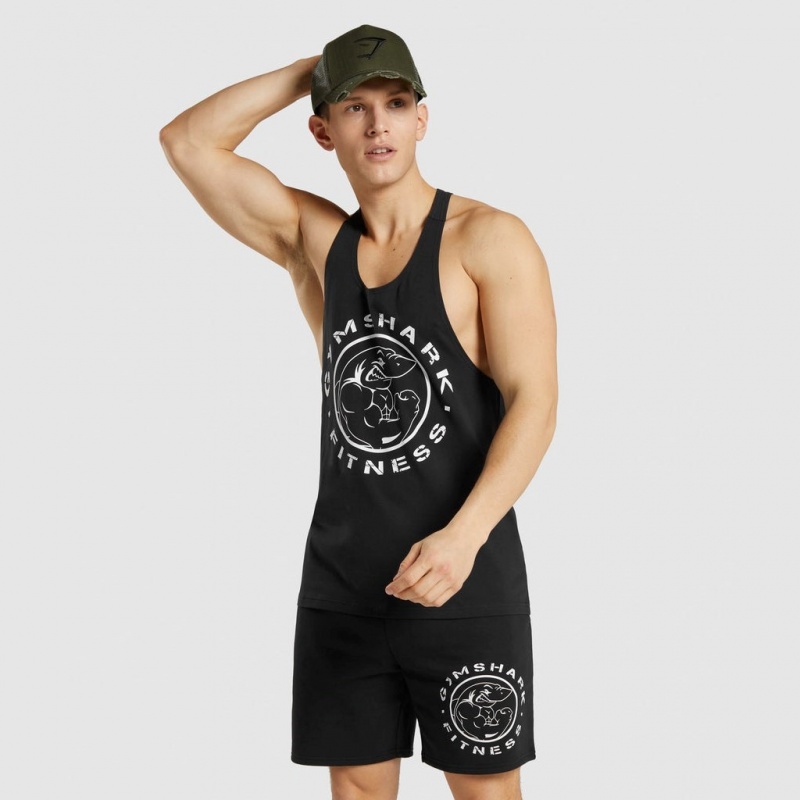 Chaleco Gymshark Legacy Stringer Negras Blancas | 42OPDZIEU