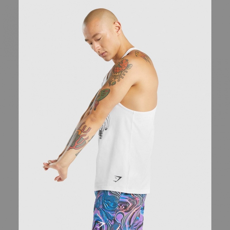Chaleco Gymshark Pre-Workout Stringer Blancas | 87FYKNIWM